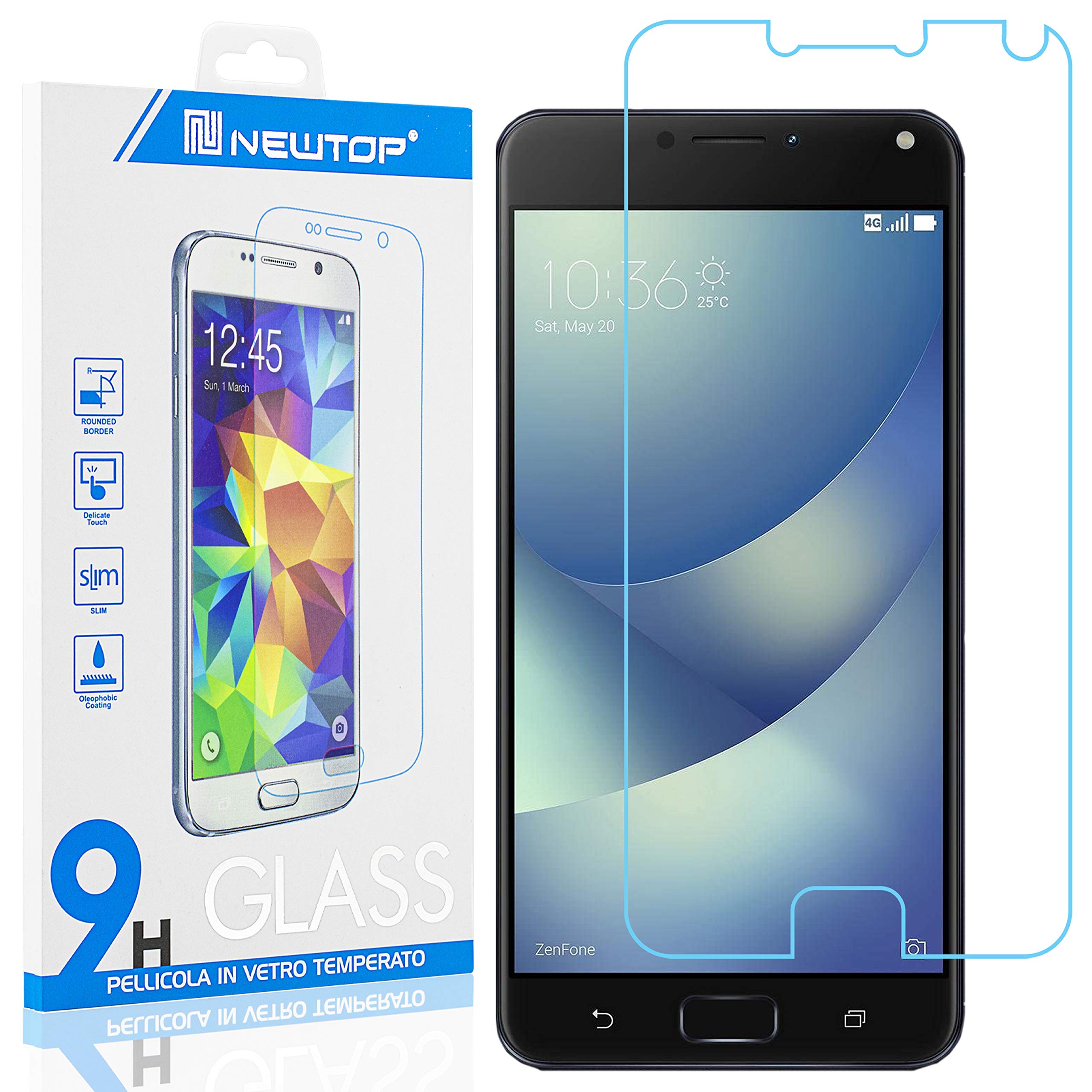 E-Hamii [2 Pezzi] Vetro Temperato Per ASUS ZenFone 4 Max Pro ZC554KL, 0,26mm 9H Anti-graffio E Anti-impronte