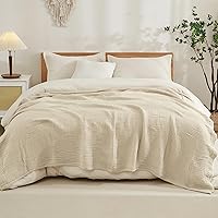 EMME King Size Cotton Muslin Blanket 108x90 Light Tan - Soft Breathable Lightweight All-Season Bedspread Coverlet
