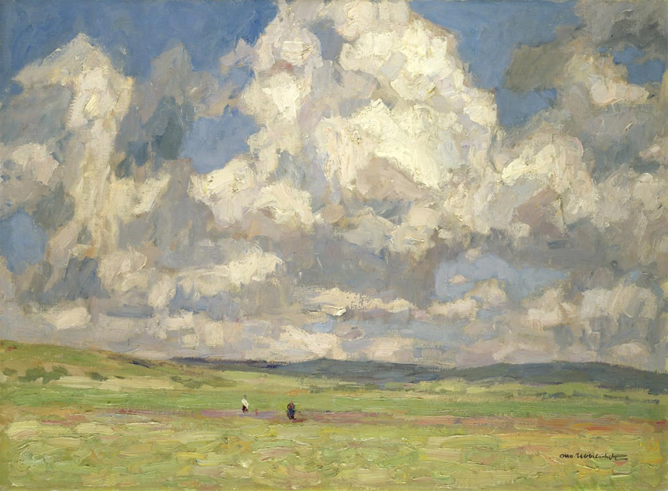 RZHRHJES Abstract Painting Poster Art Print Canvas Print Poster Summer Clouds Over Gossfelden by Otto Ubbelohde Landscape Canvas Painting for Home Decor 60x90cm