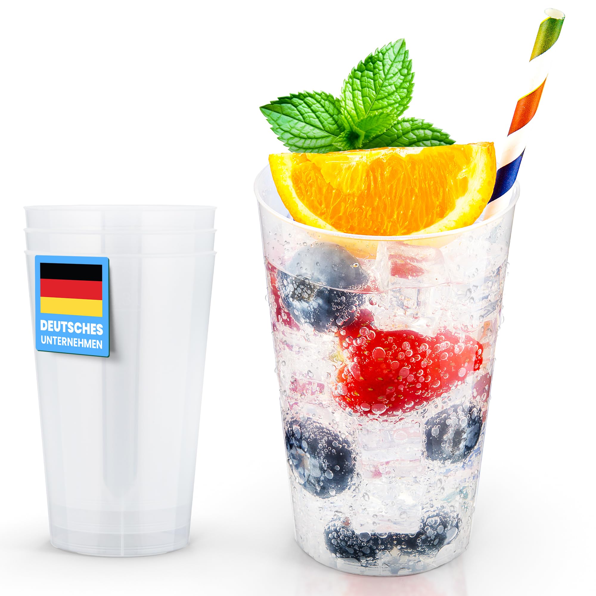 Trinklicht 25 Mehrwegbecher 0,3 L | Bruchsichere Plastikbecher Transparent | Spülmaschinenfest & Flexibler Kunststoff | Robuste Trinkbecher für Kaltgetränke | ideale Partybecher für Gastro & Events