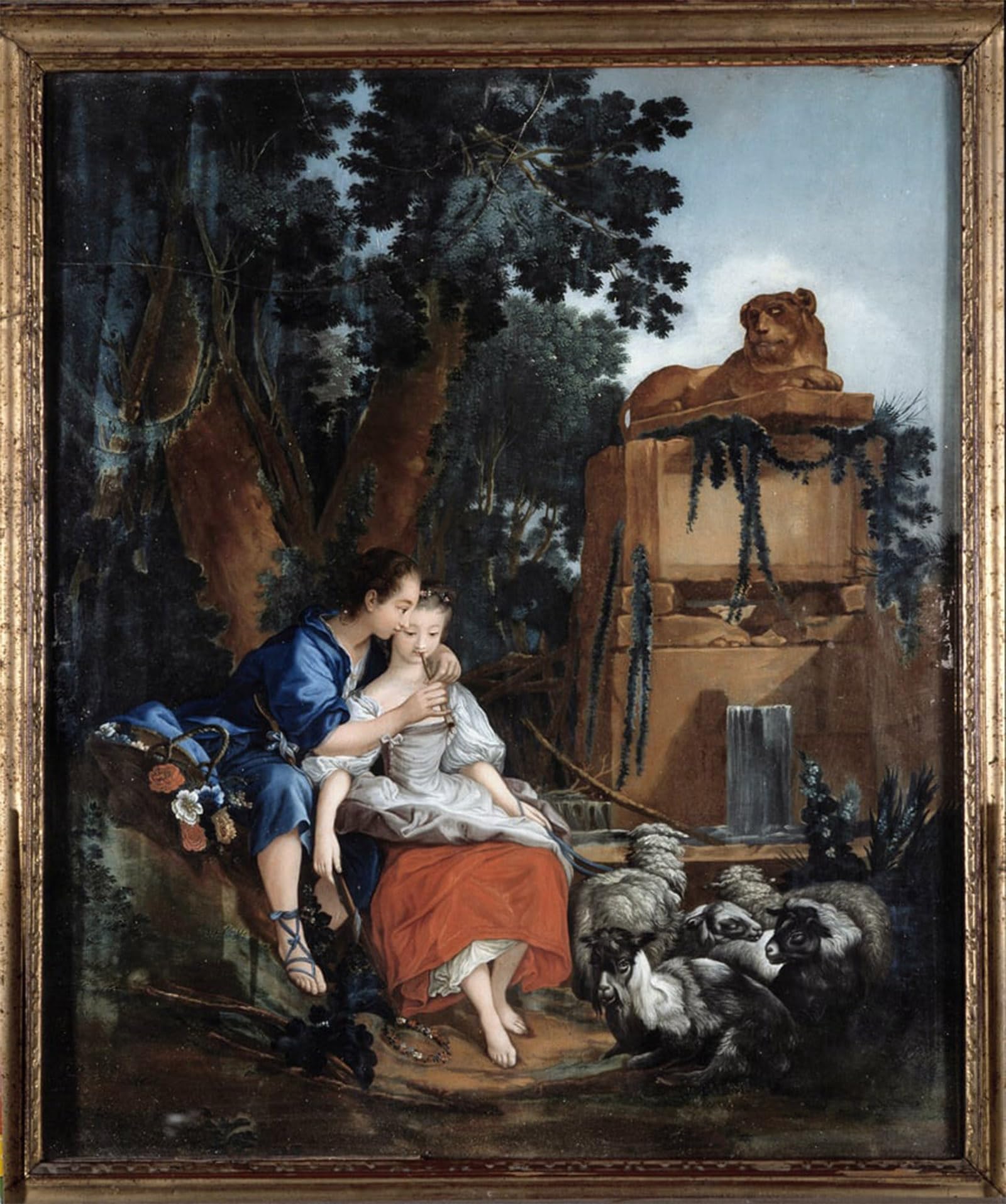 ARTXLXXBN Famous Painting Art Wall Decor Abstract Art Picture The flute lecon by François Boucher Animal Pictures for Home Decor 60x90cm