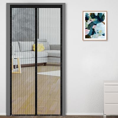 Classic Mosquito Net for Door Polyester Magnetic Curtain Auto Closing Insect Screen for All Door Types with Self Adhesiv