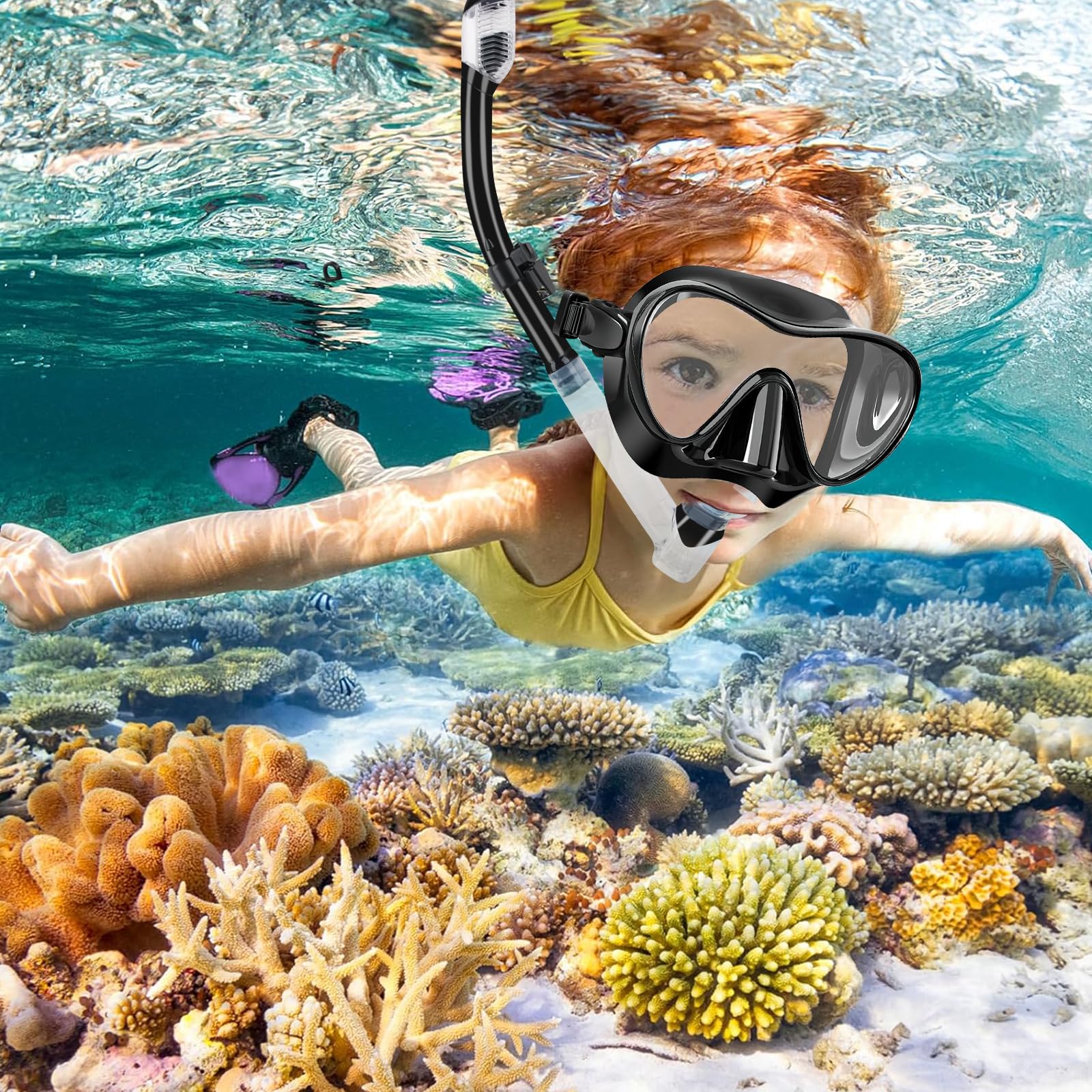 Plongée Ensemble de Plongée Tuba, Équipement de Plongée avec Tuba, Silikon Masques Plongée, Snorkeling Lunettes de Natation, Diving Mask, Masque Piscine