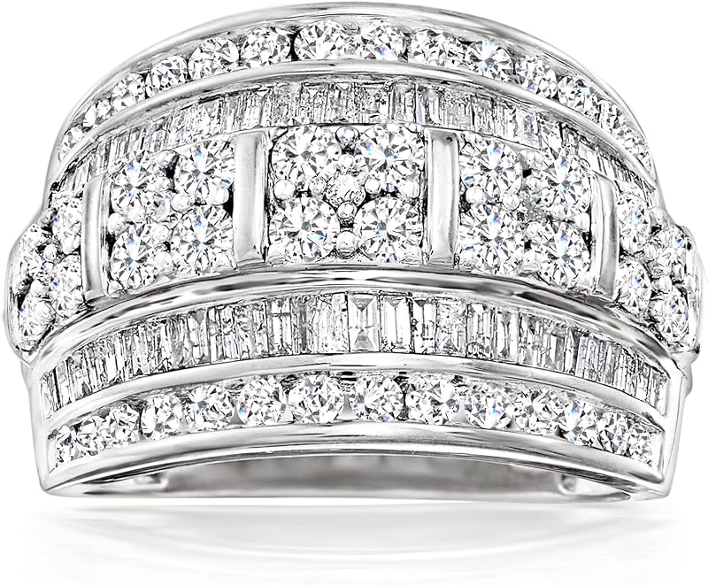 Ross-Simons 2.00 ct. t.w. Baguette and Round Diamond Multi-Row Ring in Sterling Silver