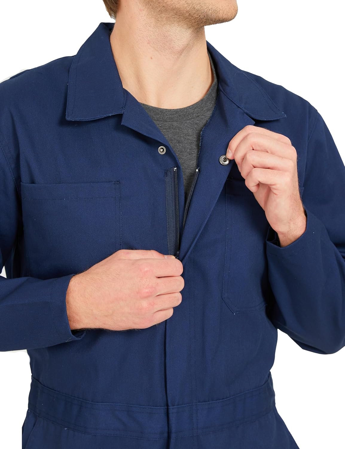 Ubon Long Sleeve Coveralls for Men, Zip Front Cotton Twill Work Coverall, Action Back Jumpsuit with Pockets - Image 7