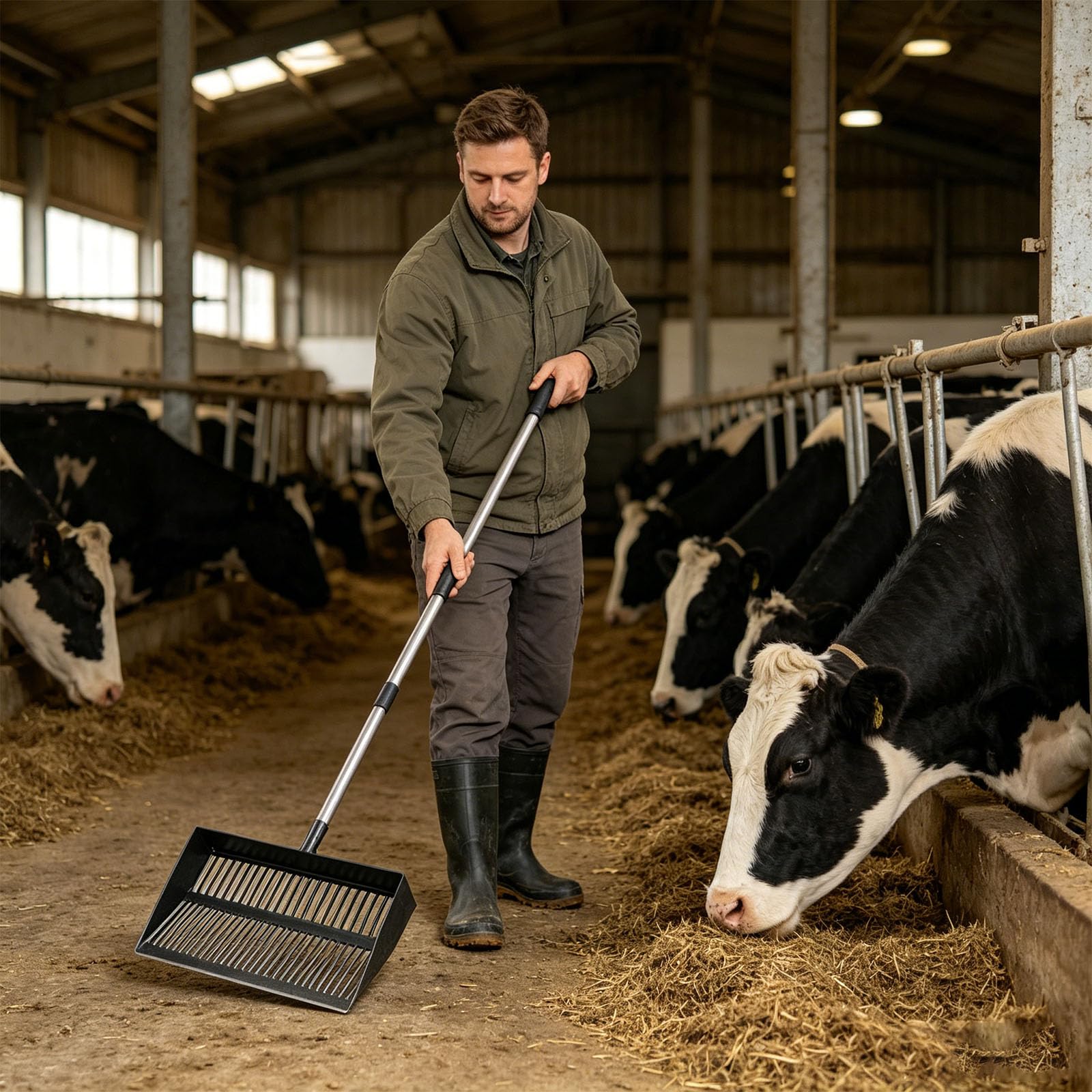 Extra Large 38 Cm Robusto Acciaio Fattoria Strumento per Efficace Pascolo e Campo Manutenzione Ampia Pala Agricola Pala Agricola Strumento Stabile Permanente Metallo Manico Regolabile
