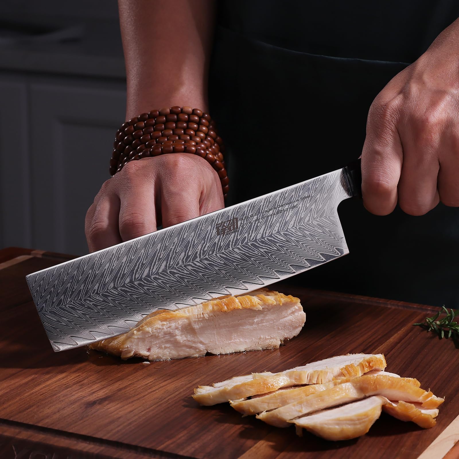 FINDKING Cuchillo Nakiri Verduras Damasco 19,6cm Estilo Japonés Samurai | Acero Damasco, estilo japonés, cuchillo Nakiri verduras, hoja recta, cortar picar verduras, cocina precisa, serie Samurai