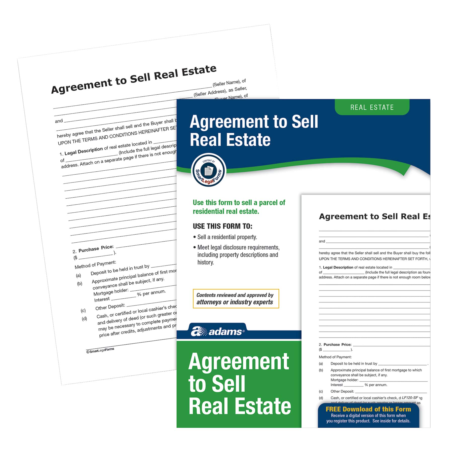 Amazon.com : Adams Agreement To Sell Real Estate, Forms and Instructions  (LF120) , White : Legal Forms : Office Products