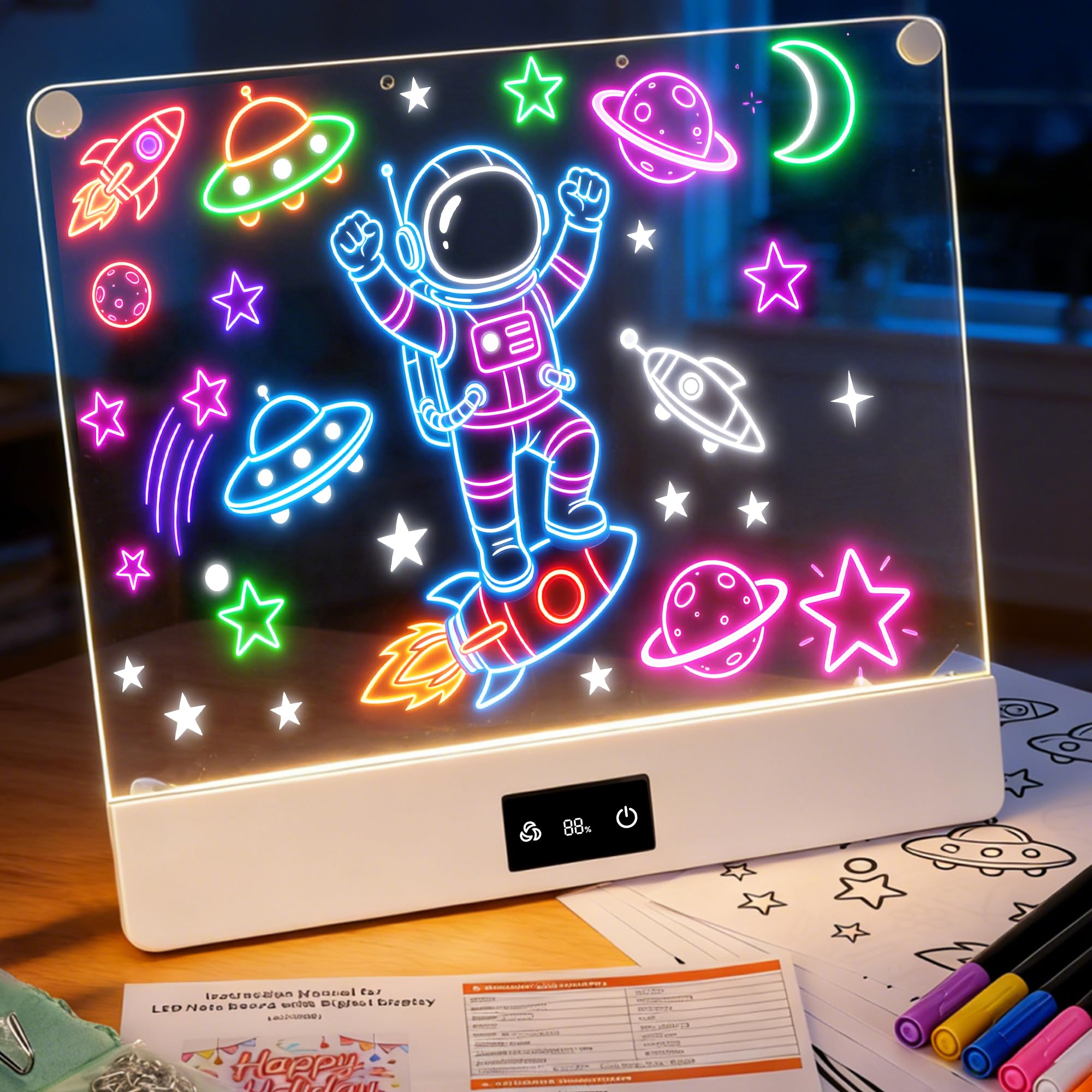 Photo 1 of ****MISSING CHARGER***
QUELLANCE LED Drawing Board - Rechargeable Neon Art Note Pad