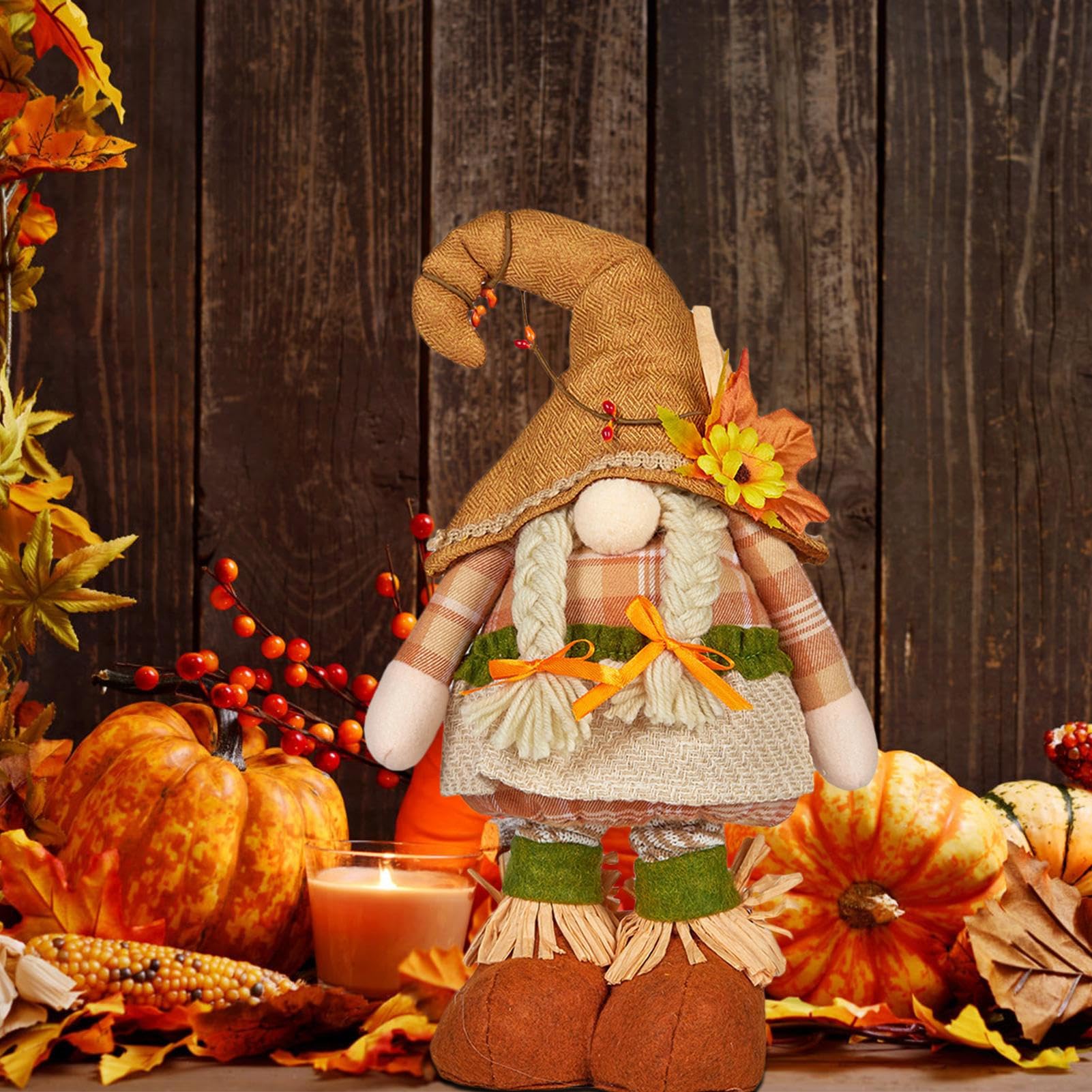 Generisch Herbstdeko Wichtel Ausziehbaren Beinen Herbst Dekoration Wichtel Figuren Für Thanksgiving Und Herbst Dekoration 37-50 cm