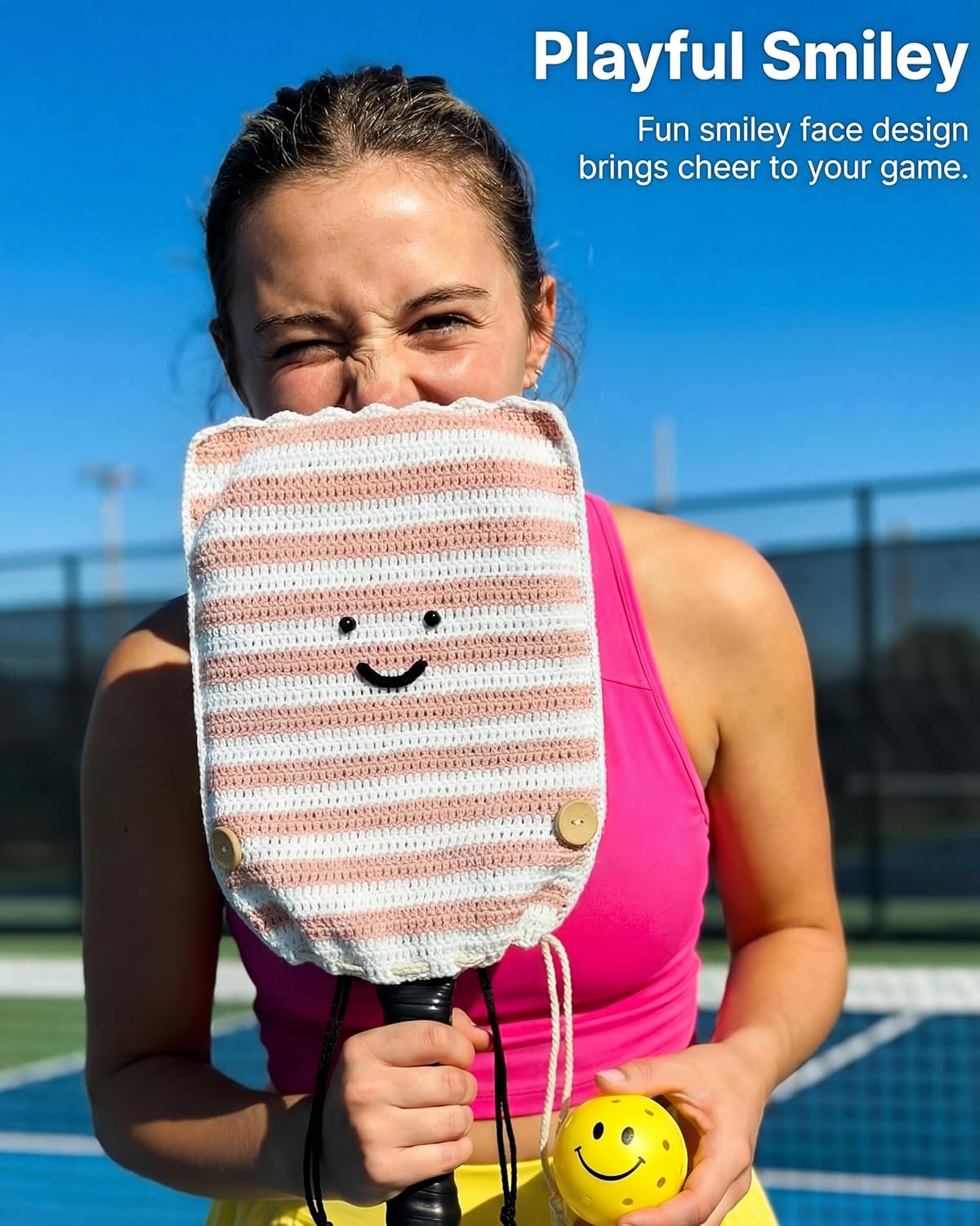 Crochet Pickleball Paddle Cover Gift - Handmade Case for Women&Men - Cute Accessories with Prensent Bag - Ready to Wrap for Players, Friends & Family, Thoughtful Holiday Crochet Set
