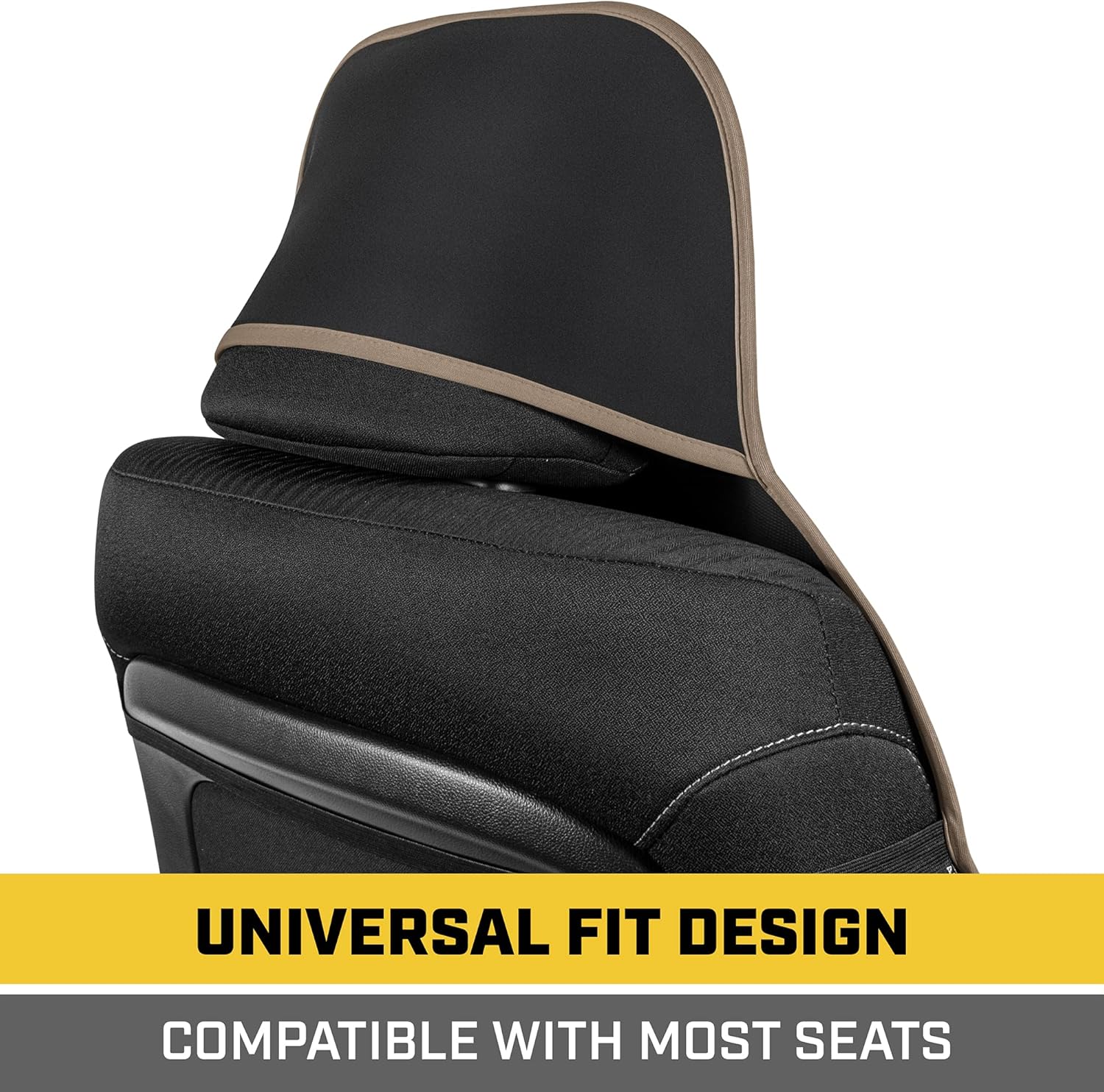 CAT® Waterproof Car Seat Covers for Front Seats, 2 Pack with Beige Trim – Durable Neoprene Seat Covers for Cars, Universal Fit for Most Cars Trucks SUV, Ideal Seat Protector for Vehicle Car Seats