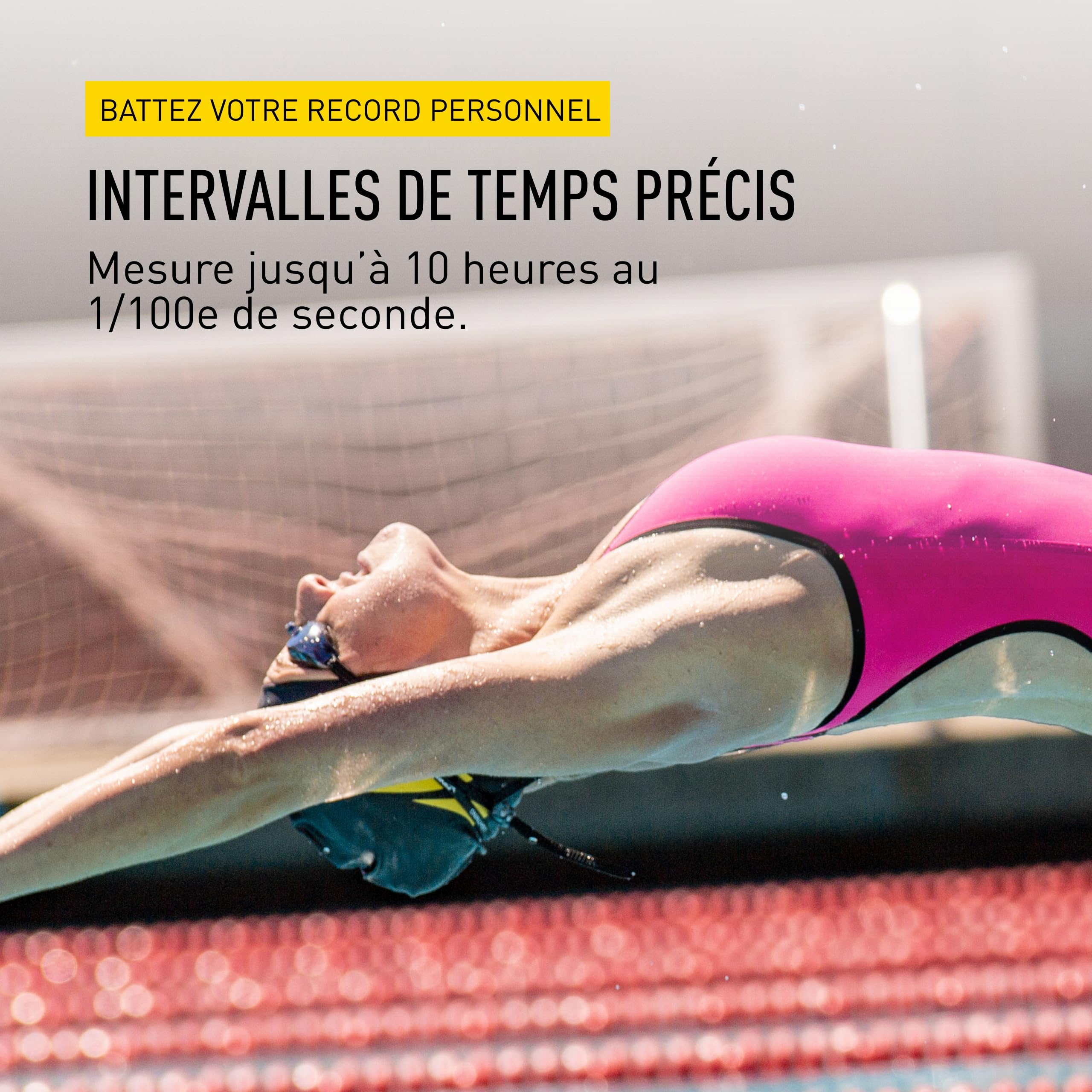 FINIS Chronomètre 3x-100M Memory Noir | Mémoire de 100 Temps Intermédiaires, Mode Technique de Nage, Écran Facile à Lire, Équipement de Natation Essentiel pour