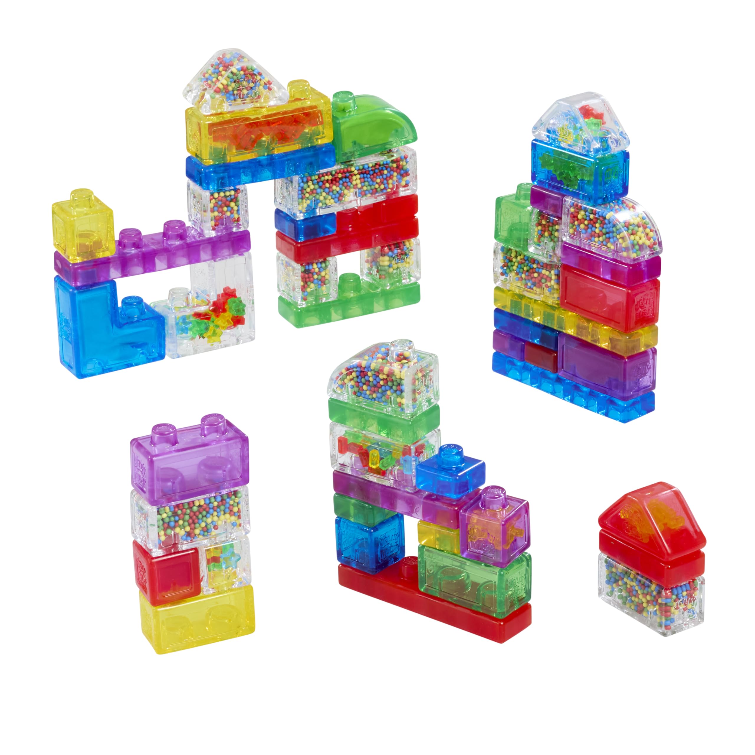 Goliath Jelly Blox Mega Pack 50 elementów (ekskluzywne) – sensoryczna gra w projektowanie od 2 lat – miękkie, kolorowe klocki do układania w stos – wspomaga motorykę – kompatybilne ze wszystkimi