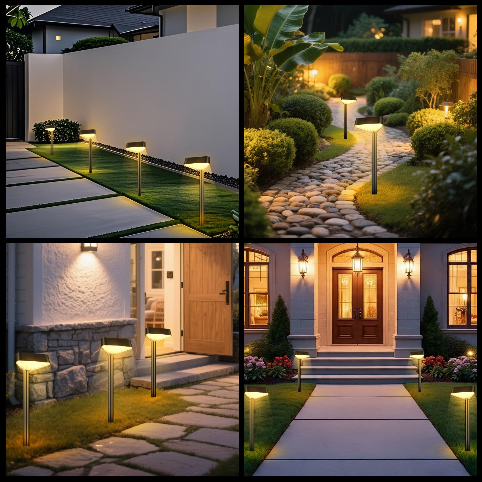 8 Stück Solar-Wegleuchten für den Außenbereich, helle LED-Solar-Landschaftslichter, wasserdichte Solar-Gartenleuchten für Hof, Terrasse, Gehweg, Rasen, Auffahrt (Warmweiß, 8 Stück)