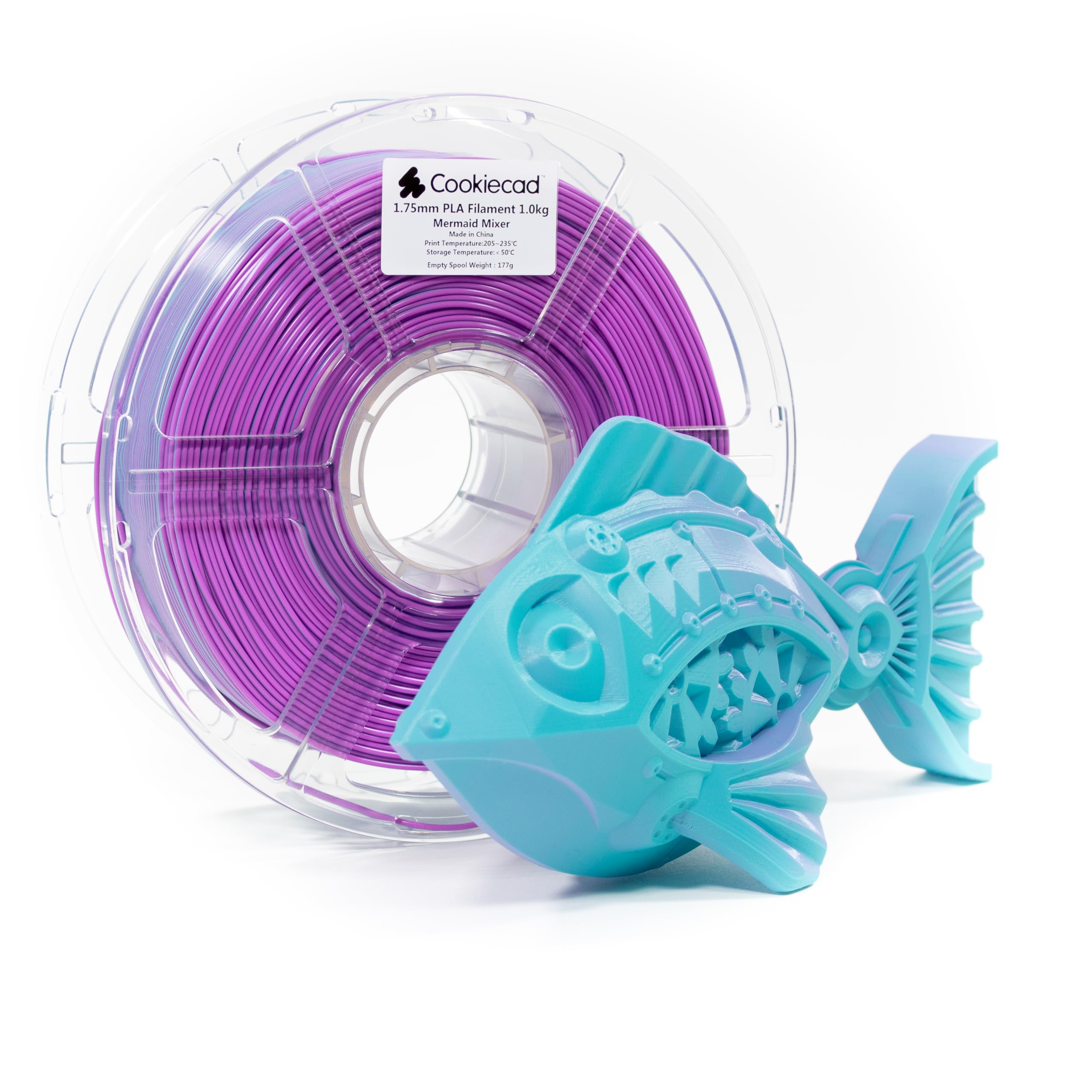 Cookiecad PLA Filament 1.75mm 1kg Dual Color Multicolor 3D Printer Filament - Mermaid Mixer PLA