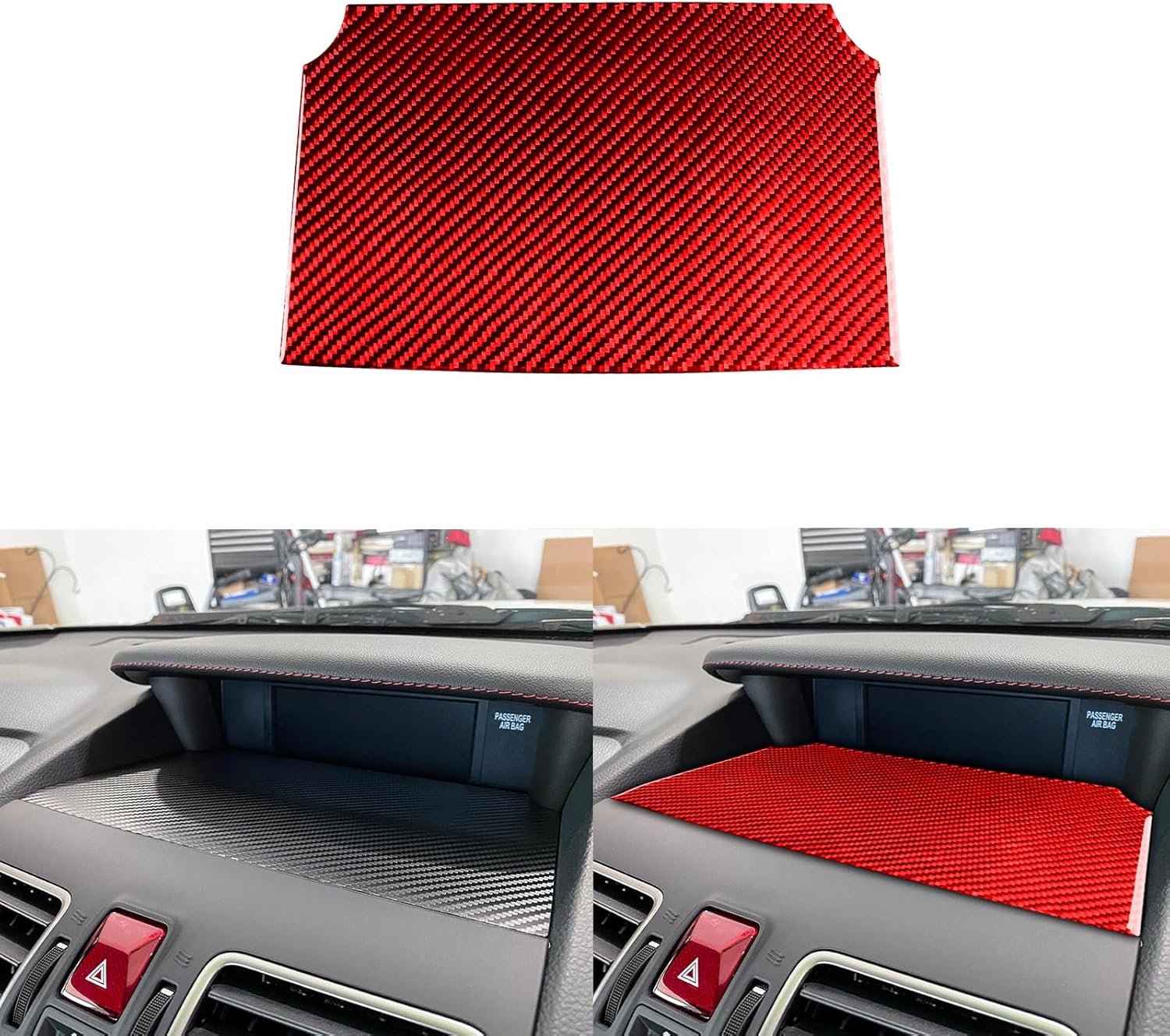 Center Console Central Dashboard Cover Trim Sticker Red Real Carbon Fiber Compatible with Subaru WRX 2015 2016 2017 2018 2019 2020 2021 Decal Accessories
