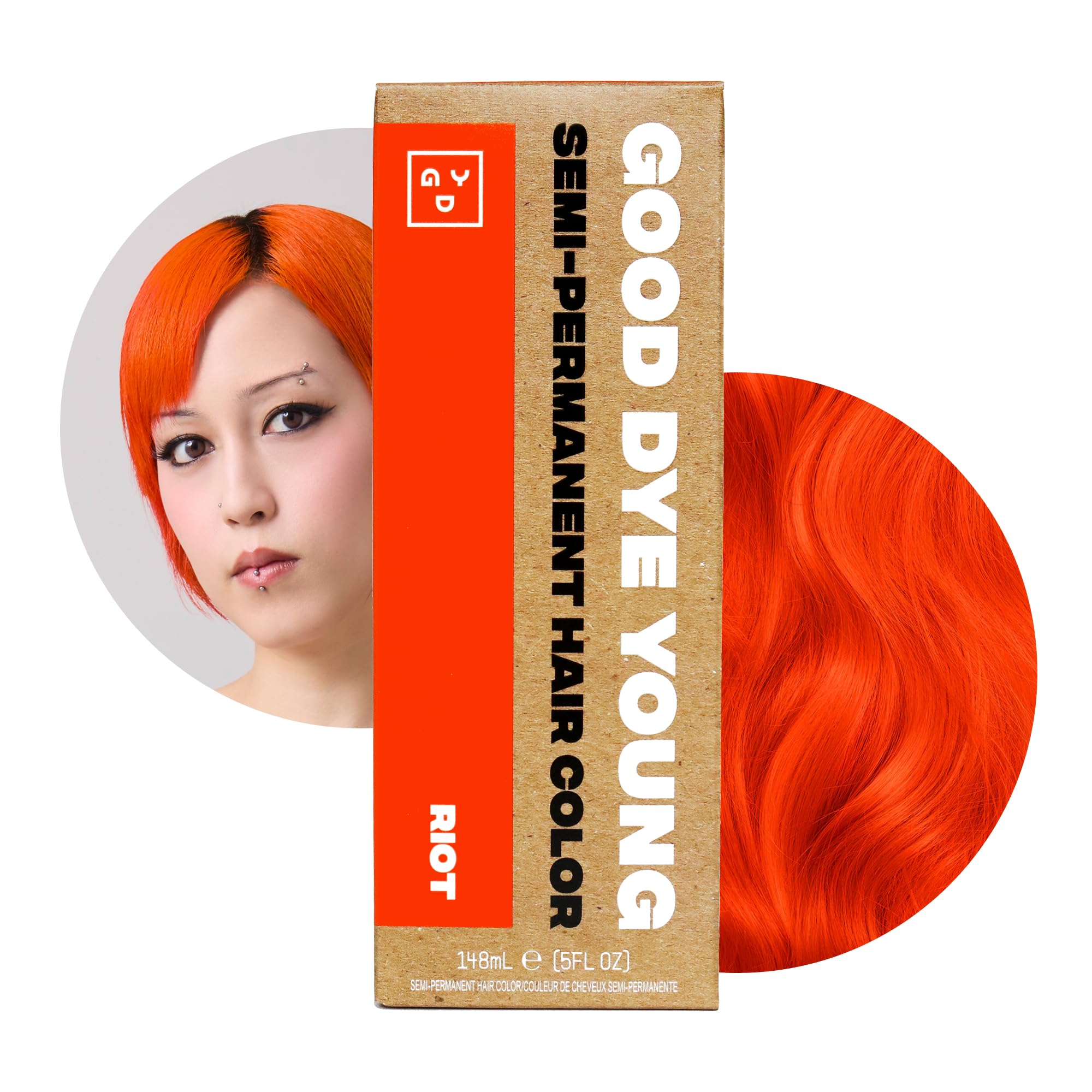 Good Dye Young półtrwała farba do włosów, wegańska, nietestowana na zwierzętach, wytrzymuje do 24 myć, odżywka koloryzująca do włosów (5 fl oz, Riot)