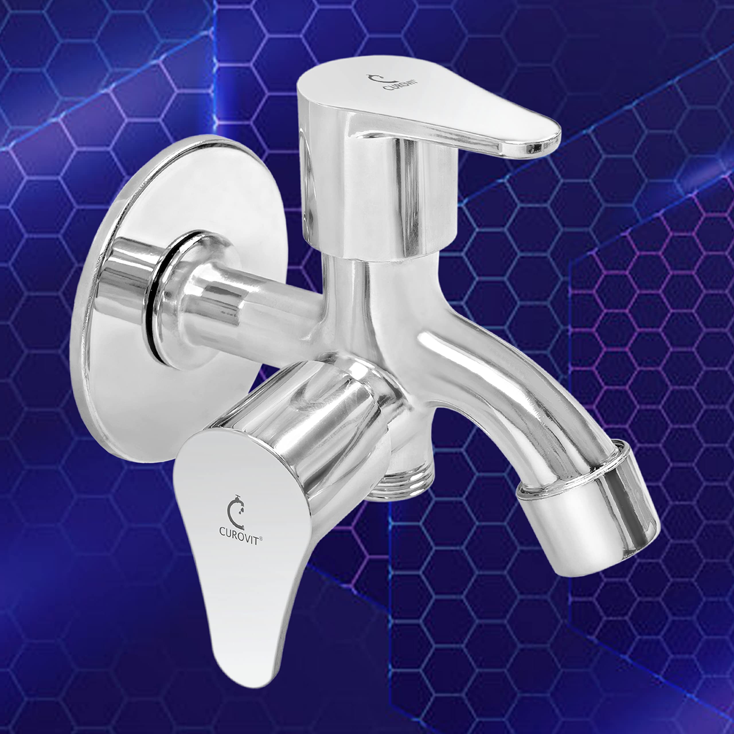 CUROVIT Torrent ZINC ALLOY Wall Mounted 2 in 1 Bib Cock Silver in Color Chrome Finish with Wall Flange Use with Hand Shower & Health Faucet in Bathroom (B09G3BQSJB) Amazon Price History, Amazon Price Tracker