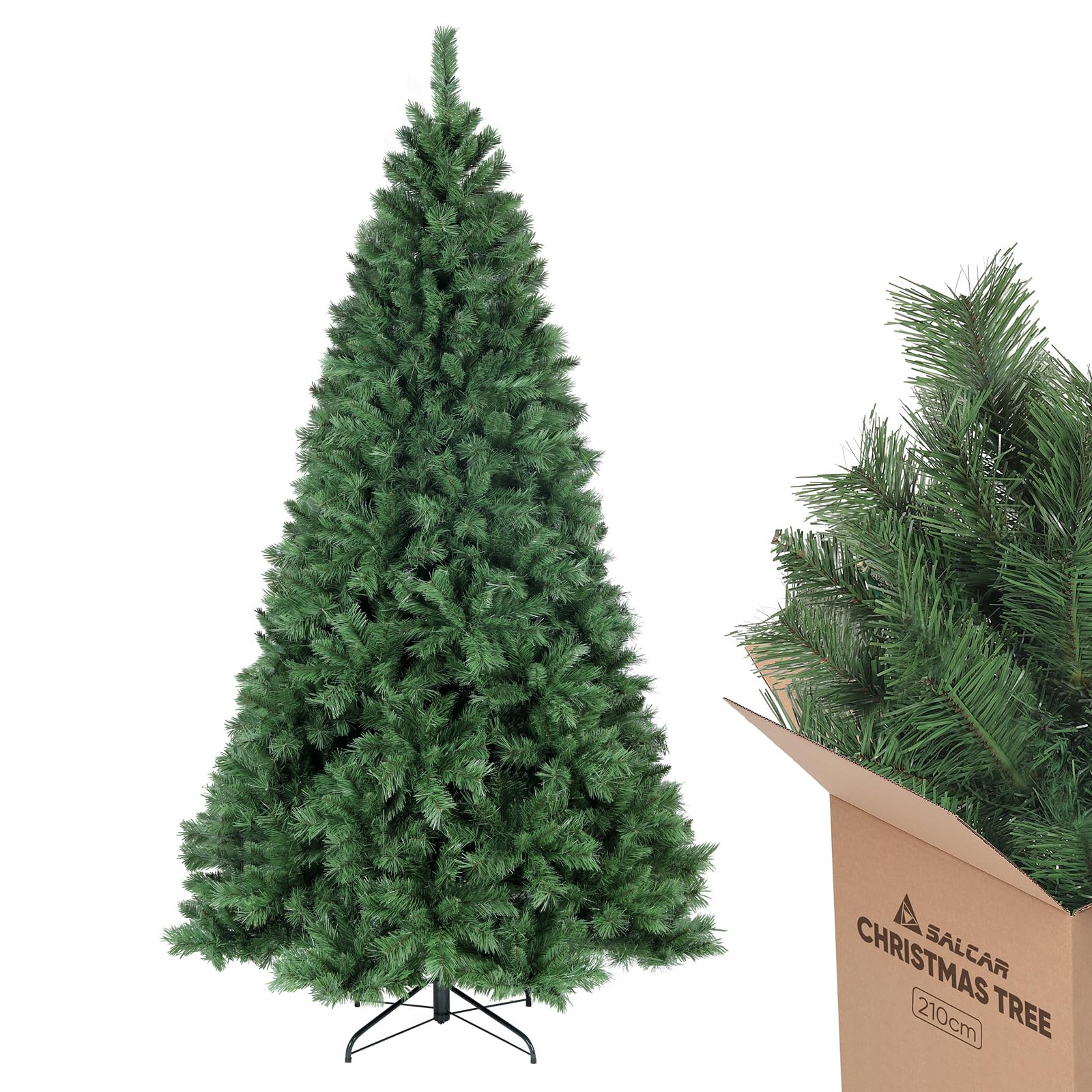 Mopec Albero Di Natale Decorativo 20 Cm Con Base In Legno - Verde, Stile Naturale
