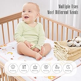 BAMBOO QUEEN 12 Pack Muslin Burp Cloths - Large 20 x 10, Ultra Absorbent 100% Cotton for Baby Drool and Messes - Soft, Gentle Baby Burp Rag for Boys & Girls -Brown