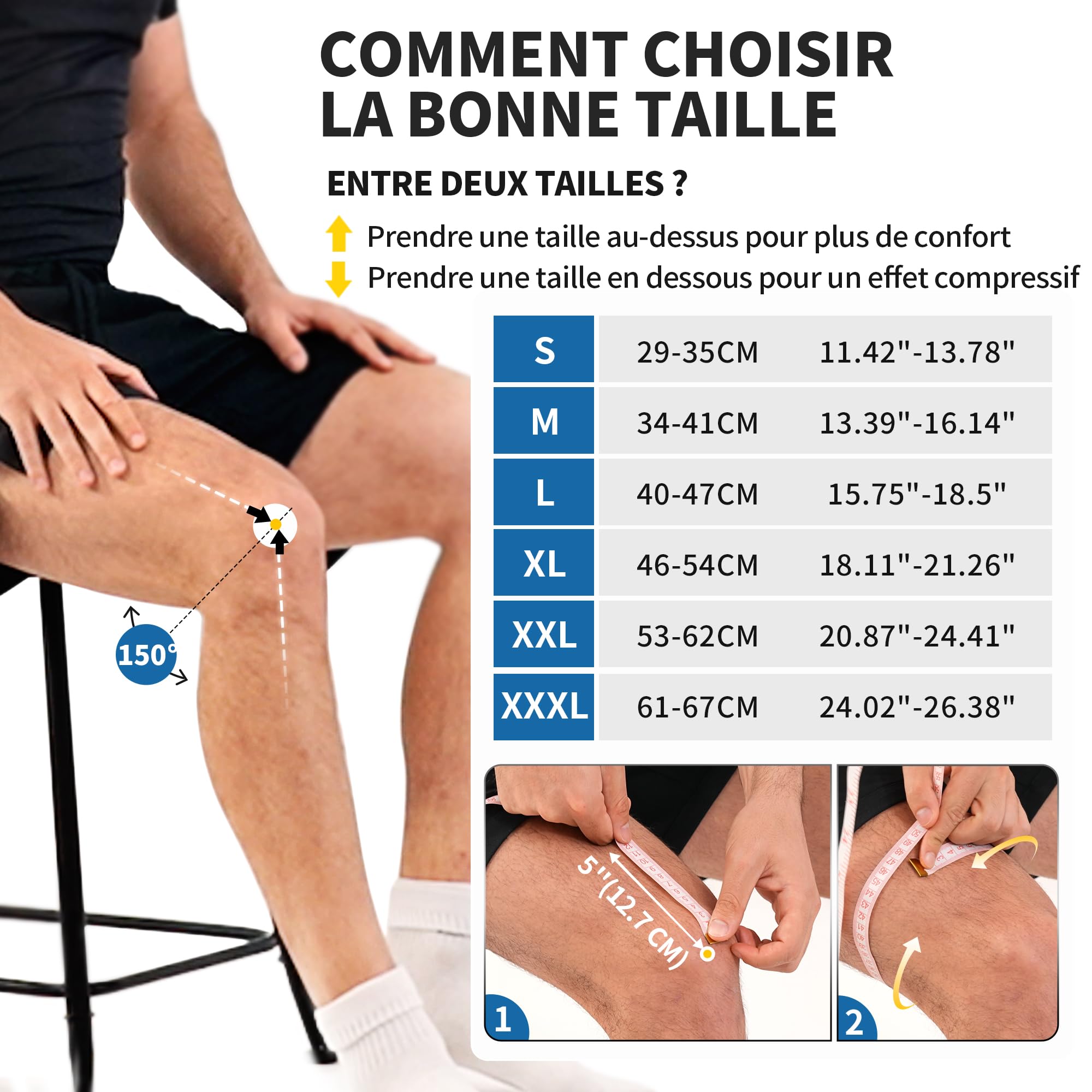 CAMBIVO Genouillere Arthrose Genou 2 Pcs, Genouillère Sport avec Stabilisateurs Latéraux en PMMA et Coussin en Gel Rotulien, Genouillère Rotulienne pour Ménisque, Douleur Genoux, Sport