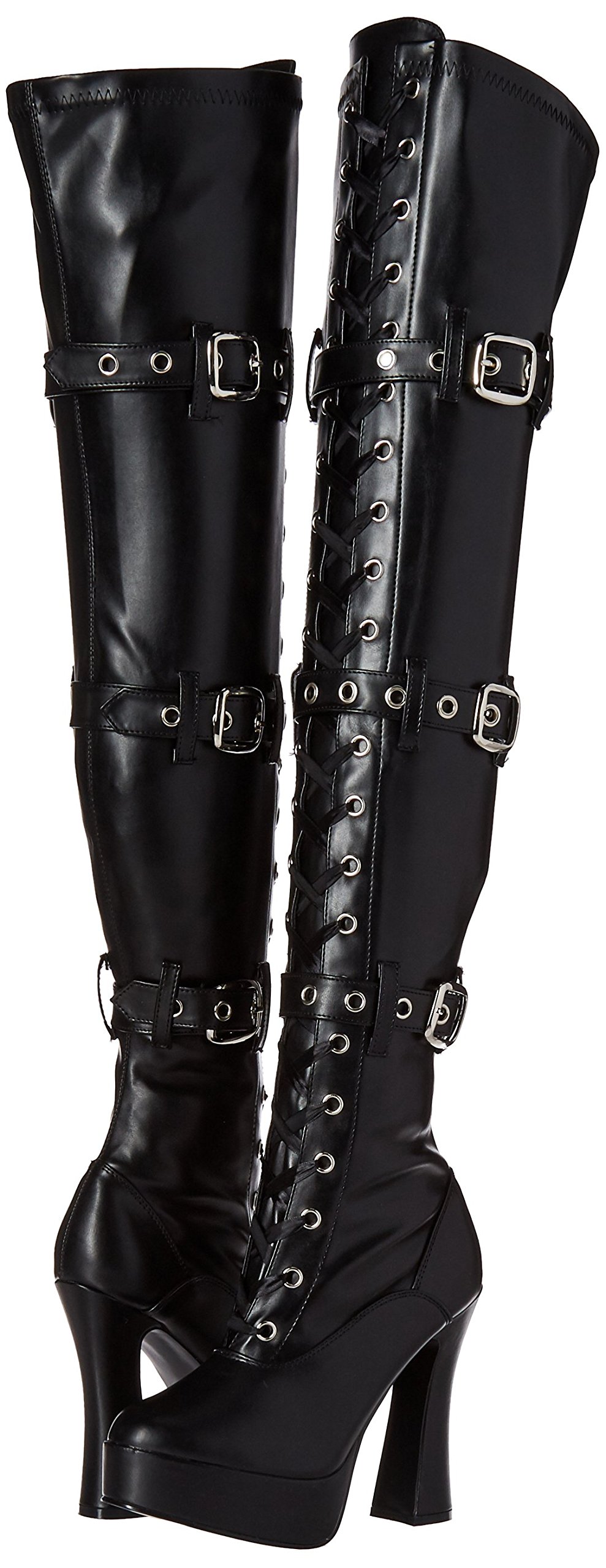 Pleaser ELECTRA-3028 Blk STR Faux Leather UK