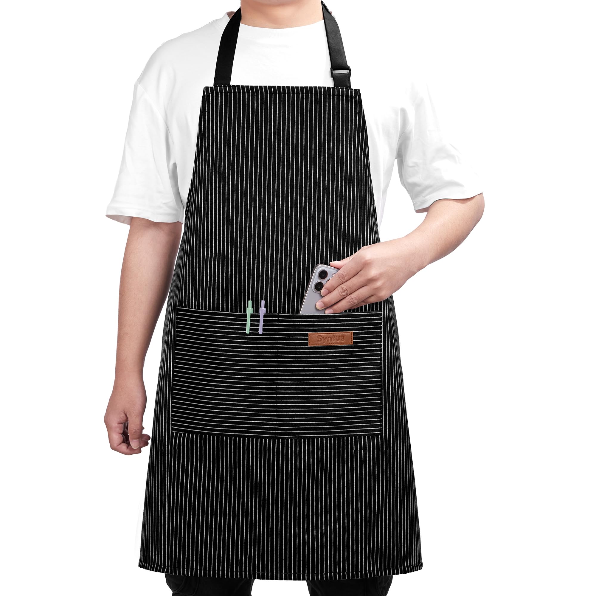 Syntus Chef Apron for Men Women with Pockets, Thick Grilling BBQ Apron