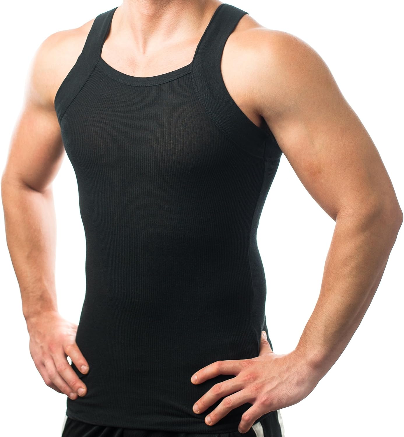 Different Touch Men's Ribbed Tank Tops Square Cut Muscle Ribbed Underwear Shirts - Image 4