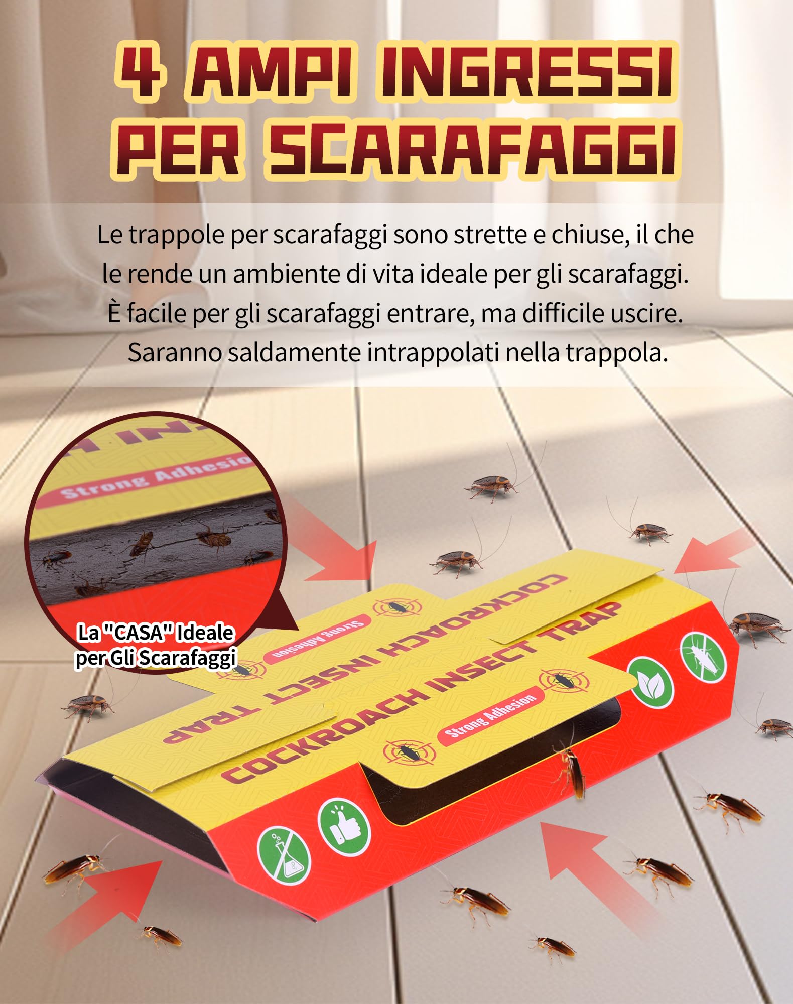 30 Pezzi Trappole Scarafaggi e Blatte Trappola per Eliminare Scarafaggio Atossico e Insapore Anti Blatte per Casa, Cucina, Bagno, Soggiorno, Armadio, Ufficio, Proteggere Bambini e Animali Domestici