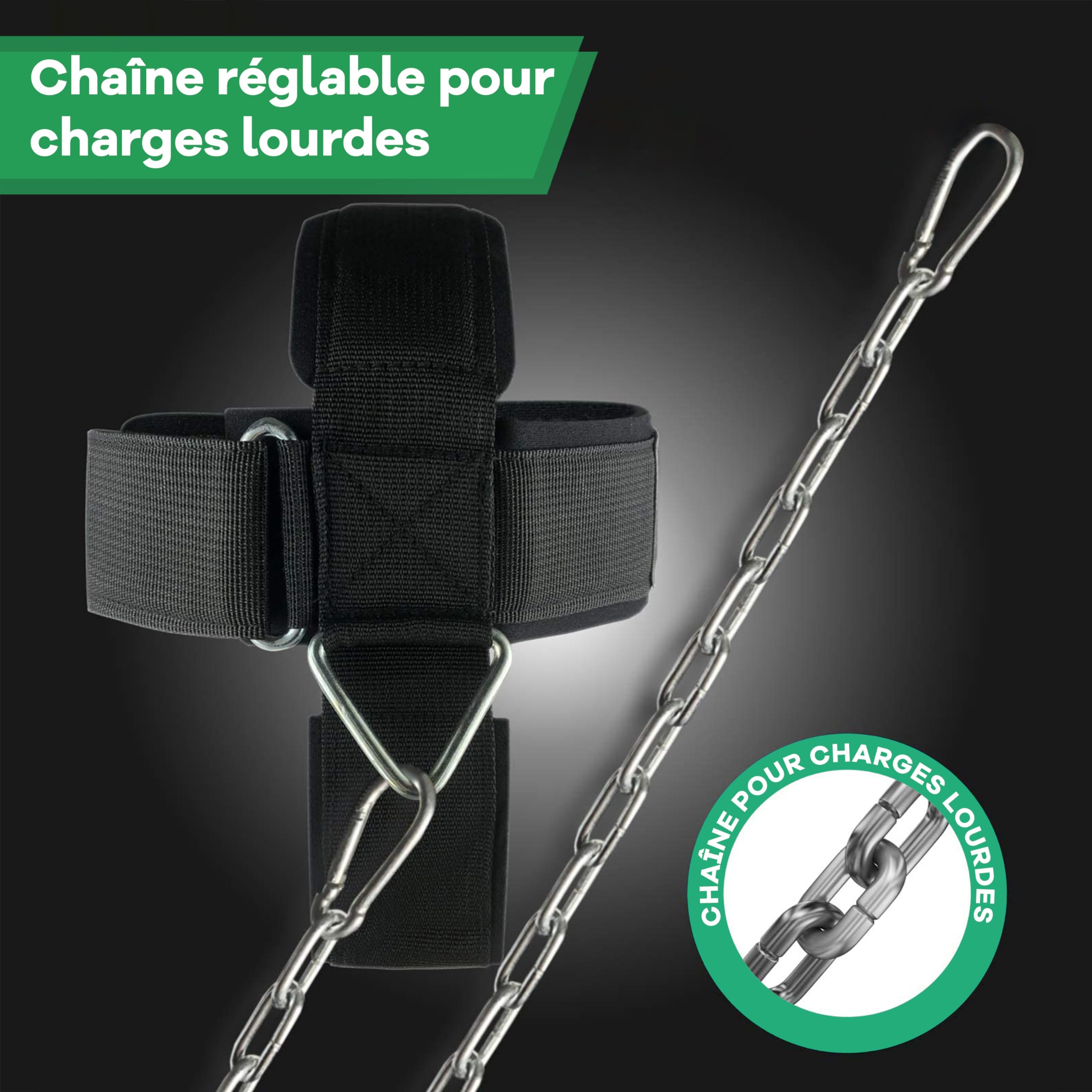 NetroxSports - Harnais de tête de Cou pour la Formation de résistance Anneaux en D Extra-Lourds et chaîne en Acier, néoprène Comfort Fit, Coutures supérieures en Selle et Sangle Extensible Durable