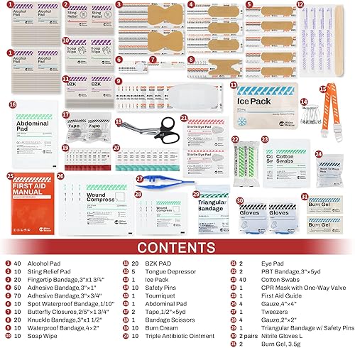 Miniatura 3 de RHINO RESCUE OSHA - Kit de primeros auxilios multiusos de 371 piezas, suministros médicos profesionales para el hogar y la oficina, ideal para