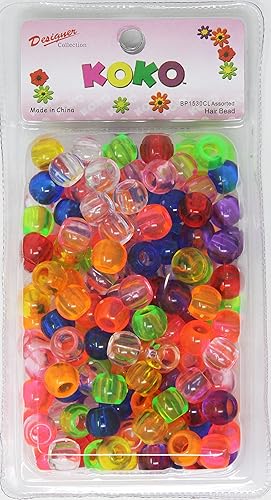 Miniatura 2 de 160 cuentas de poni de 0.472 x 0.591 in, cuentas para trenzas de cabello, cuentas para manualidades infantiles, cuentas de plástico, cuentas para