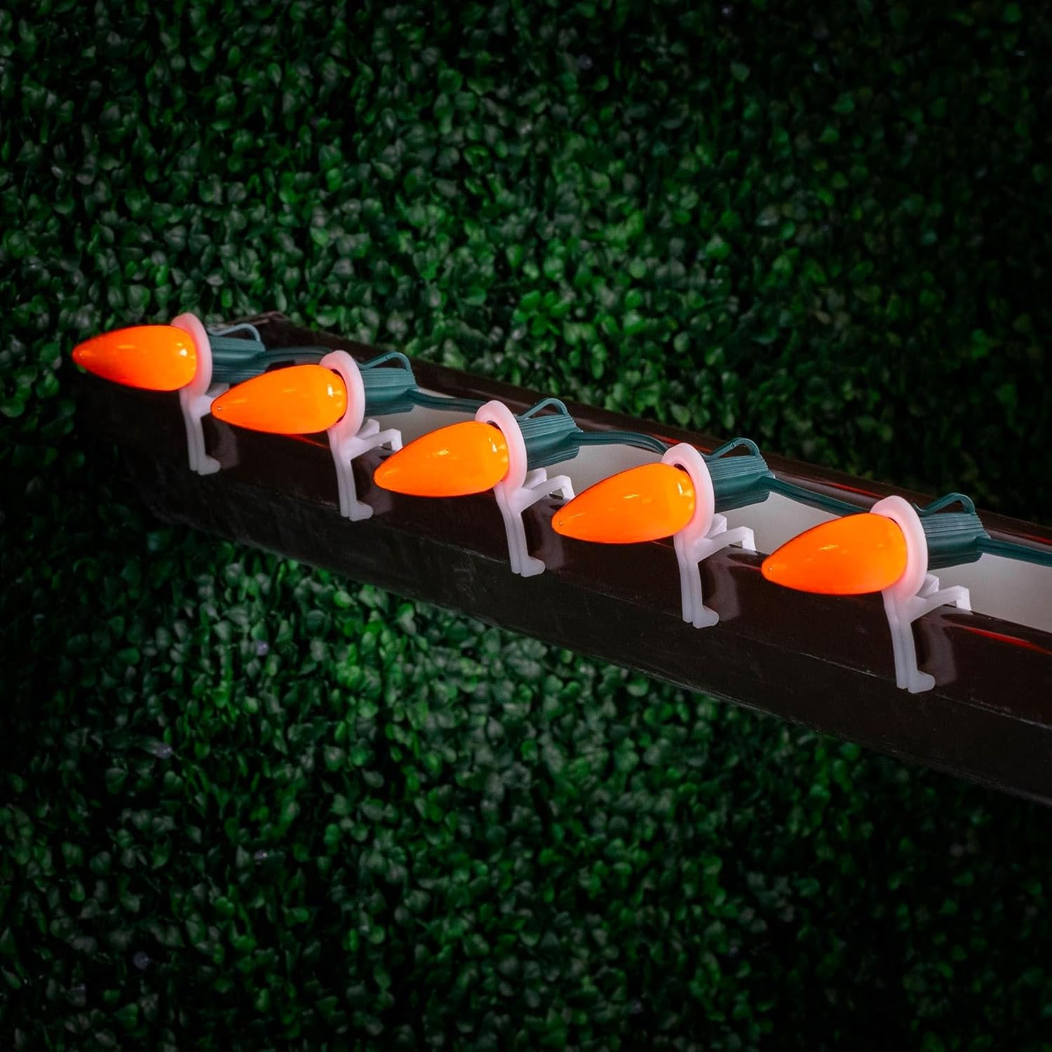 Novelty Lights 25 Pack C7 Ceramic Style LED Christmas Lights, Opaque Orange Replacement Bulbs with E12 Base, Shatterproof Plastic, 3 Ultra-Bright SMDs Per Bulb, Energy Efficient 0.5W