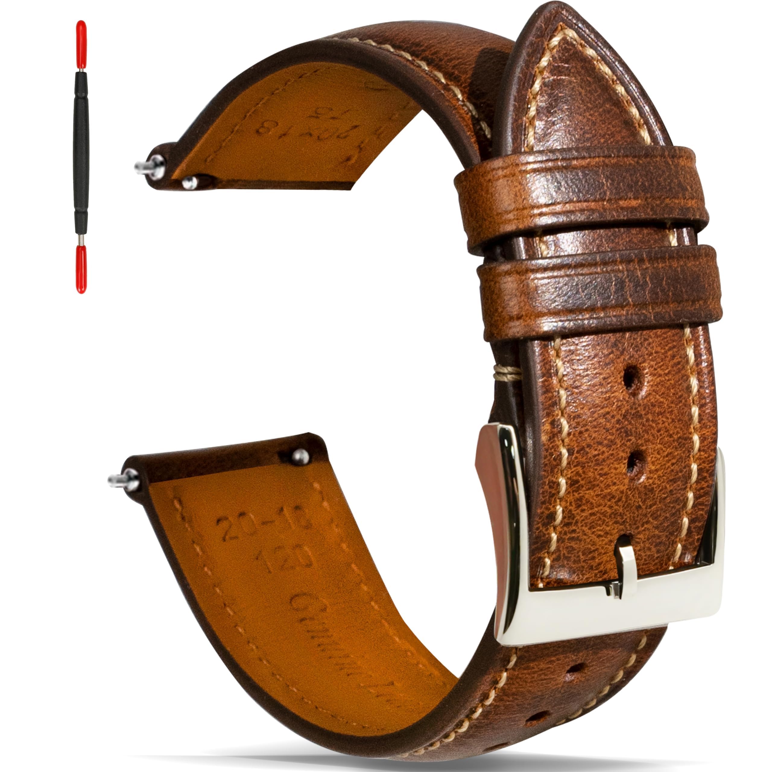 Correa de reloj de cuero de liberación rápida de 0.551 in, 0.630 in, 0.709 in, 0.748 in, 0.787 in, 0.827 in, 0.866 in, 0.945 in, vintage, curtido con cera de aceite, correas de reloj de cuero