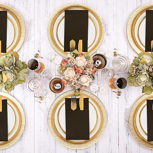 Vista 81 de KAMMAK Servilletas desechables de color verde oscuro con paño de bolsillo como servilletas de papel para cena, paquete de 100 toallas de mano