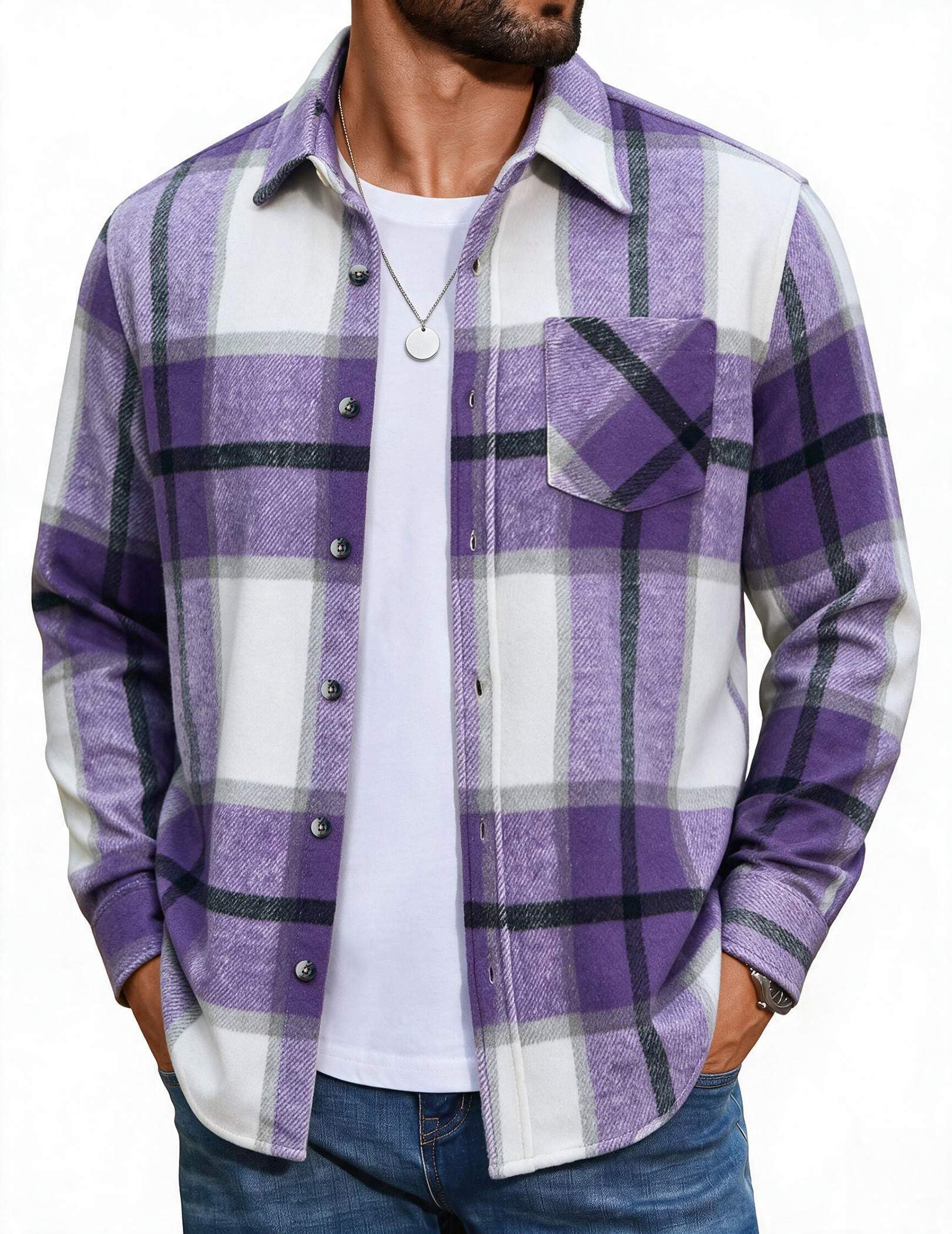 COOFANDY Mens Flannel Shirts Long Sleeve Plaid Button Down Shirt Jackets