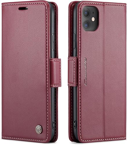 Miniatura 1 de QLTYPRI Funda tipo cartera para iPhone 11, de piel sintética de alta calidad, con cierre magnético, con bloqueo RFID, ranuras para tarjetas de