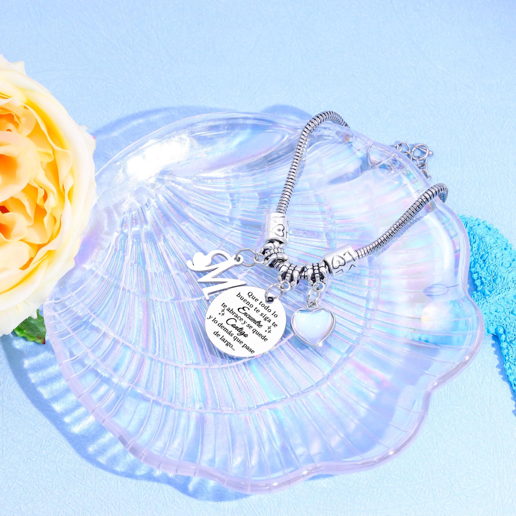 Regalos para Mujeres Pulsera de Plata con Letras Iniciales - Regalo Personalizado para Hija, Sobrina, Hermana, Amiga, Adolescente, Madre y Tía - 4