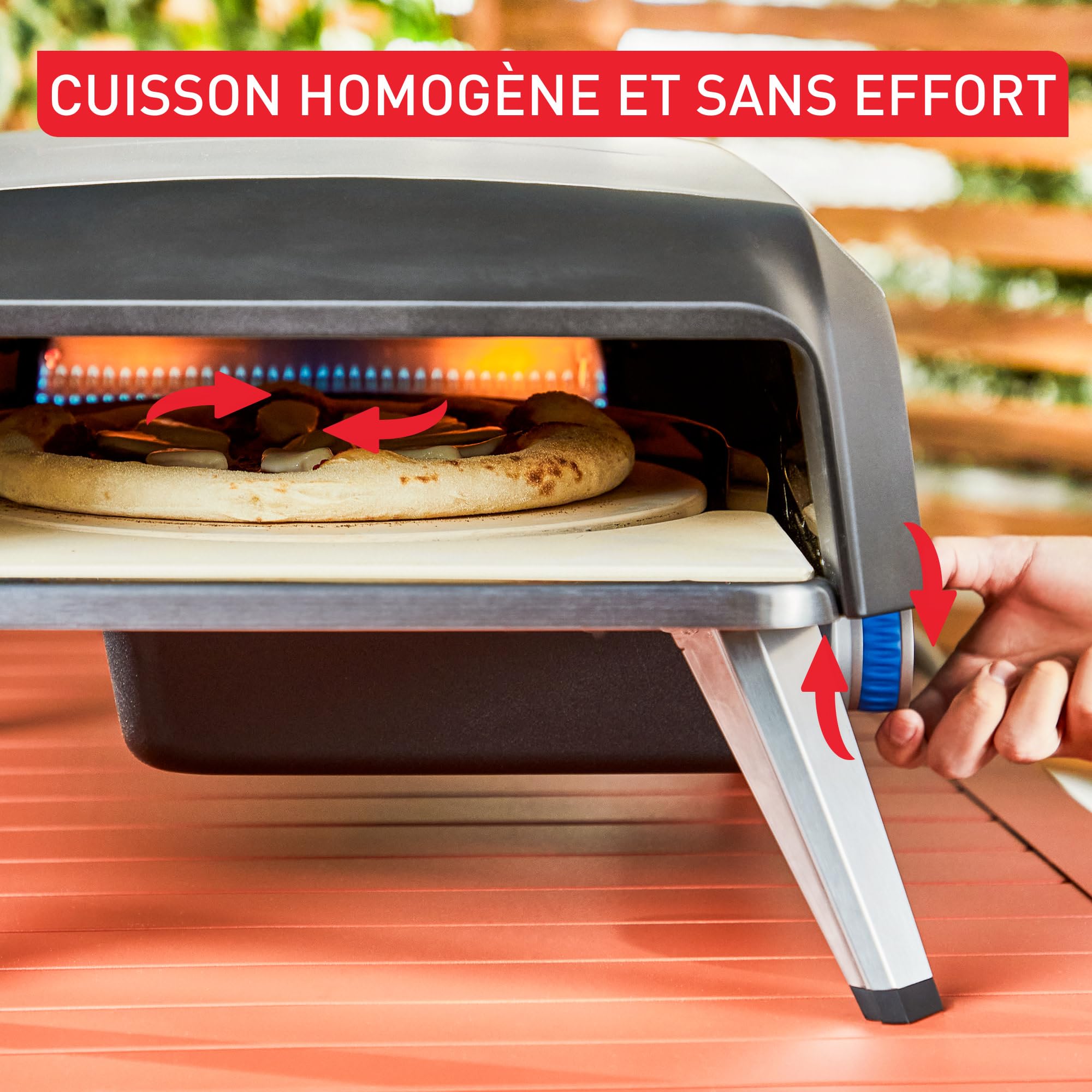 Tefal Pizza Pronto Four à Pizza Extérieur Gaz Pierre Rotative 360° Cuisson Uniforme 90 Secondes Housse Flexible