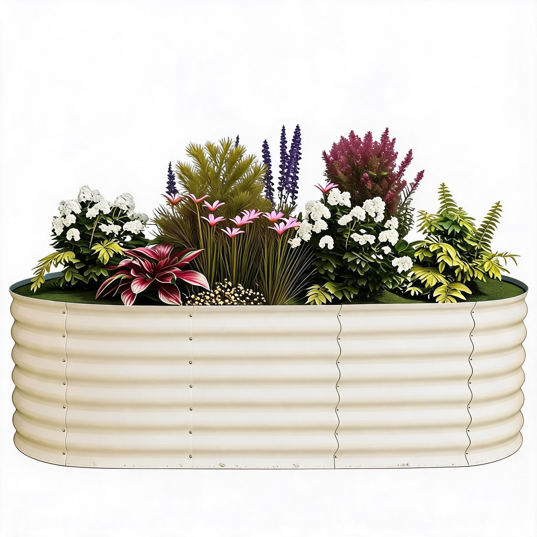 Acekool Galvanized Steel Raised Garden Bed Planter - 4x2x2 ft, 24" Tall, Rust-Resistant, Open-Bottom, Easy Assembly for Vegetables/Flowers/Herbs - Beige or Green