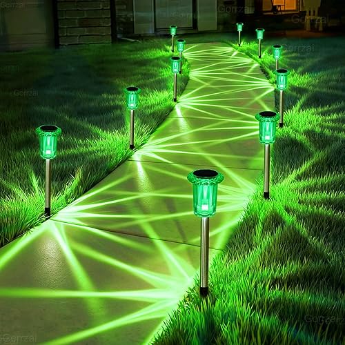 Christmas Solar Lights Outdoor 10 Pack Solar Pathway Lights Outdoor Halloween Decorations Waterproof Yard Lighting for Driveway Garden Walkway Path Landscape Lawn