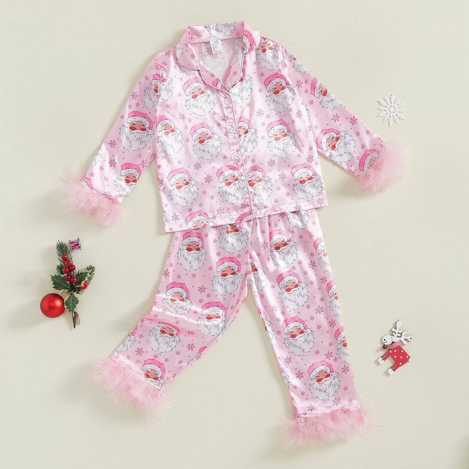 Toddler Baby Girl Boy Silk Satin Pajamas Set Button Down Pjs Kids Long Sleeve Shirt Pants Christmas Pjs Sleepwear - Image 2
