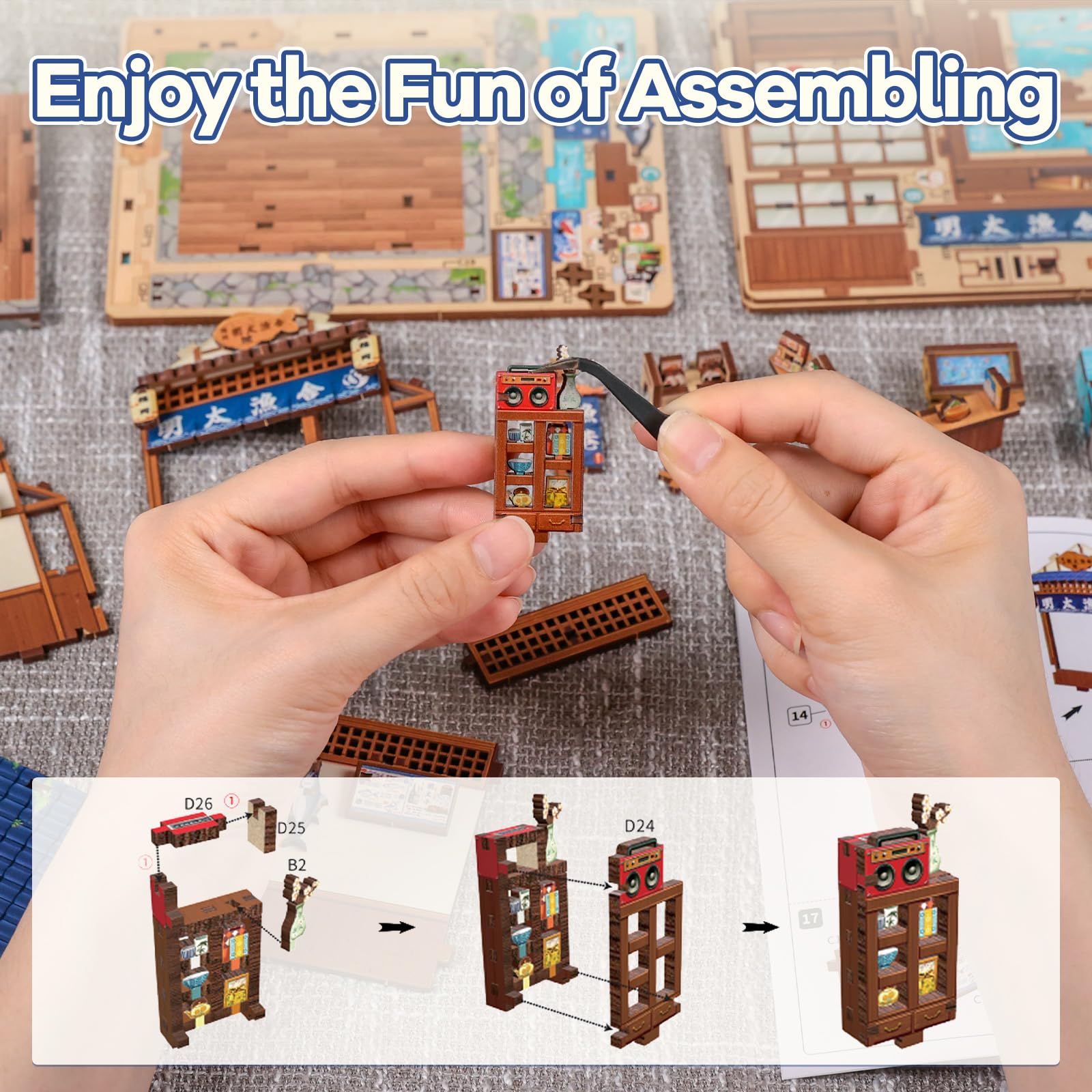 Kit de rincón de libros, miniaturas de casas de muñecas, estilo japonés, decoración decorativa del hogar, gran regalo para adultos y adolescentes (cocina Fukuoka Mentaiko)