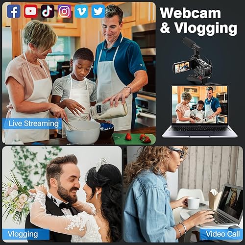 Miniatura 2 de Videocámara 8K Videocámara 64MP YouTube Vlogging Cámaras IR Visión Nocturna WiFi Videocámaras Webcam con Zoom Digital 18X Estabilizador de pantalla