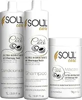 Shampoo e Condicionador + Máscara de Hidratação Com Óleo de Coco - Reparação, Hidratação e Fortalecimento | Soul Care Profissional (1kg)