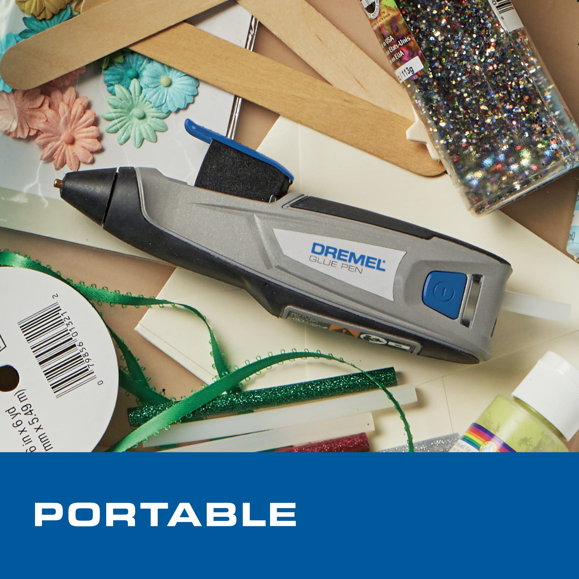 Dremel HSGP01 Pistolet à colle chaude sans fil rechargeable USB 4 V avec pointe de préchauffage rapide et précise, comprend un stylo de colle, 4 bâtons de colle, un câble USB et un adaptateur