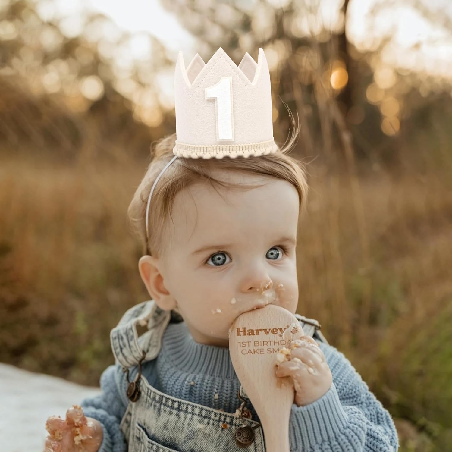 First Birthday Crown - Crown Hat for Baby Boy/Girl, 1st Birthday Party Decoration, Cake Smash Photo Props, Outfits for Baby (Boho 1st Birthday Crown)
