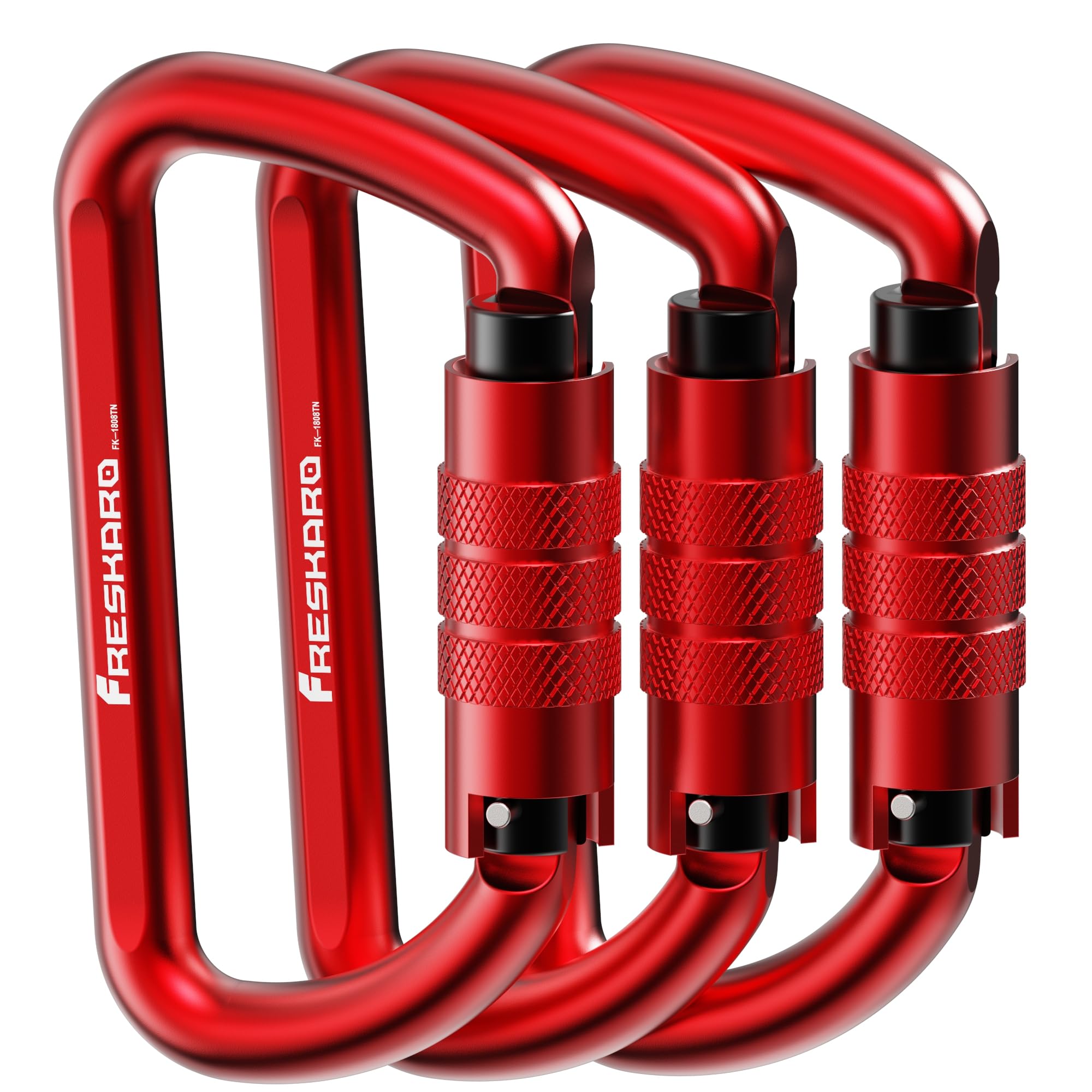 FresKaro 3inch 12kN-2698lbs Auto Locking Carabiner Clips, Solid D Shape, Heavy Duty 7075 Aluminum, Lightweight 1.09oz, Rust Proof, for Hammock, Hiking, Dog Leash, Keychain etc., Multi-Colors