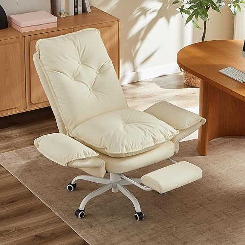 Miniatura 6 de Bestier Silla cruzada con reposapiés, silla de oficina con patas cruzadas con brazos abatibles y asiento ancho, computadora ergonómica ejecutiva